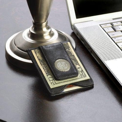 Personalized Monogram Wallet and Money Clip - Leather